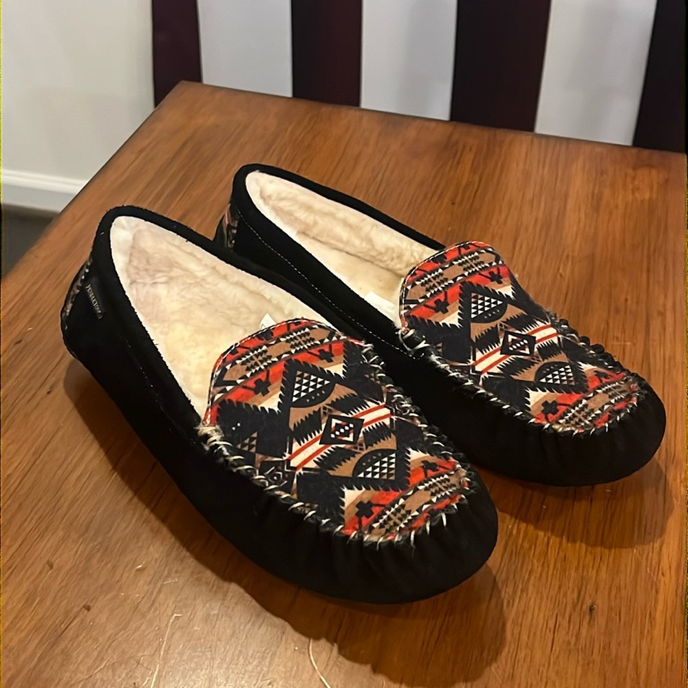 Pendleton Slippers Shoes Suede black Southwestern Aztec Women’s Size 10